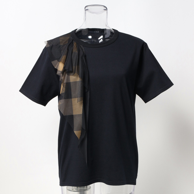 T-SHIRT with CHECK PRINT 詳細画像 ブラック 4