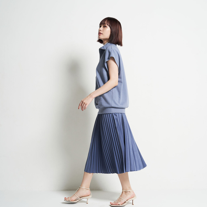 SUEDE PLEATED SKIRT　スカート 詳細画像 ブルー 2