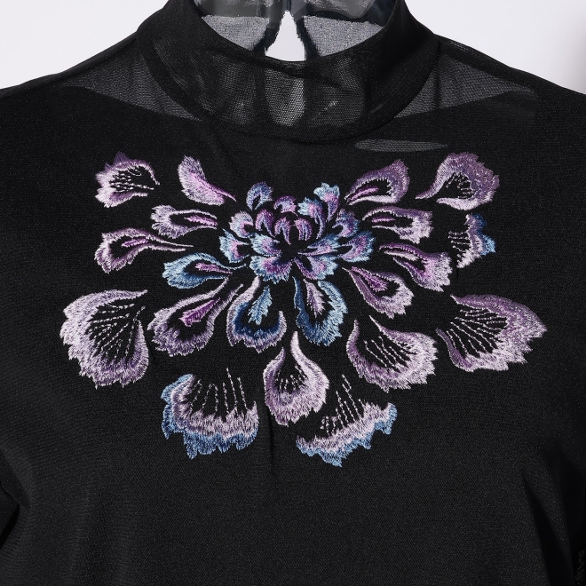 【COMING SOON】LARGE FLOWER EMBROIDERY BOWTIE BLOUSE 詳細画像 ブラック 5