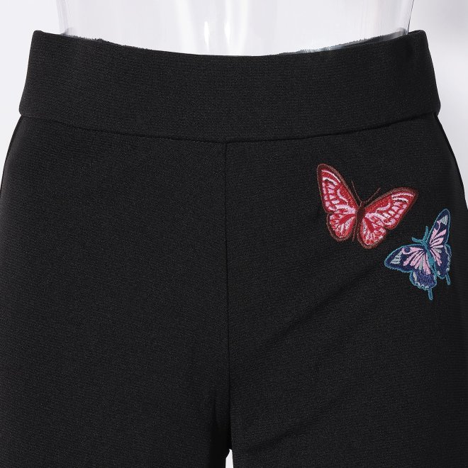 BUTTERFLY EMBROIDERY STRETCH NET　パンツ 詳細画像 ブラック 5