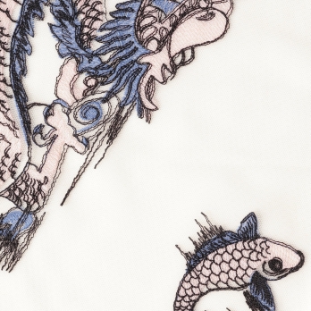 WATER DRAGON EMBROIDERY ON RIGID NET　スカート 詳細画像