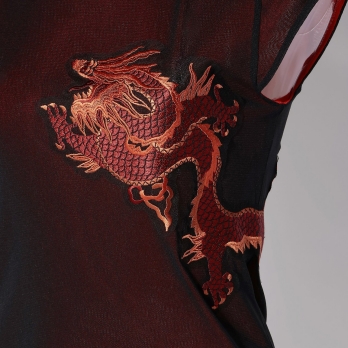 RED DRAGON EMBROIDERY ON STRETCH NETTING　ブラウス 詳細画像