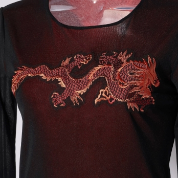 RED DRAGON EMBROIDERY ON STRETCH NETTING　ブラウス 詳細画像