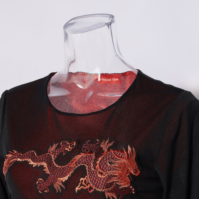 RED DRAGON EMBROIDERY ON STRETCH NETTING　ブラウス 詳細画像 ブラック 4