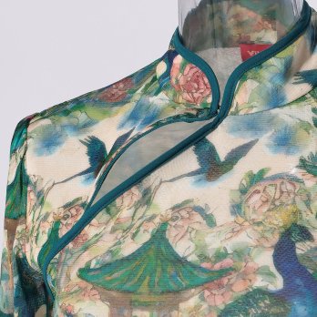 【COMING SOON】PEACOCK COURTYARD CHINOISERIE PRINT ON NETTING　ブラウス 詳細画像