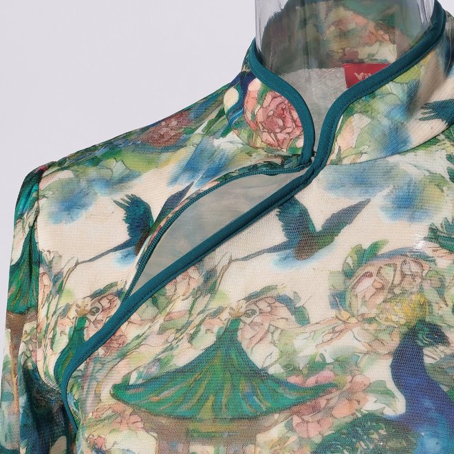 【COMING SOON】PEACOCK COURTYARD CHINOISERIE PRINT ON NETTING　ブラウス 詳細画像 グリーン系マルチ 4