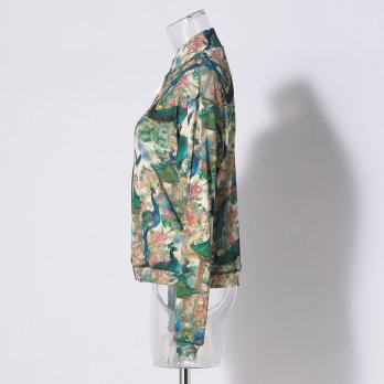 【COMING SOON】PEACOCK COURTYARD CHINOISERIE PRINT ON NETTING　ブルゾン 詳細画像