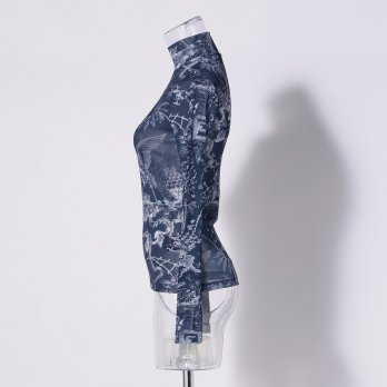 CHINOISERIE PRINTED STRETCH NETTING　ブラウス 詳細画像