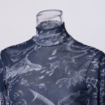 CHINOISERIE PRINTED STRETCH NETTING　ブラウス 詳細画像