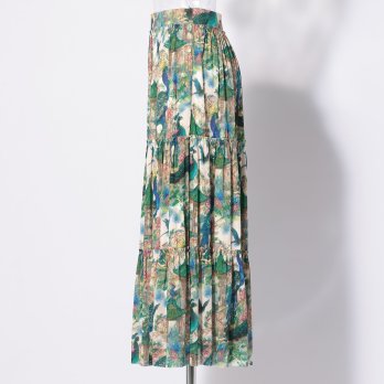 【COMING SOON】PEACOCK COURTYARD CHINOISERIE PRINT ON NETTING　スカート 詳細画像