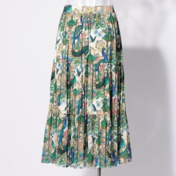 【COMING SOON】PEACOCK COURTYARD CHINOISERIE PRINT ON NETTING　スカート 詳細画像