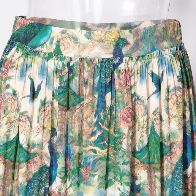 【COMING SOON】PEACOCK COURTYARD CHINOISERIE PRINT ON NETTING　スカート 詳細画像 グリーン系マルチ 4