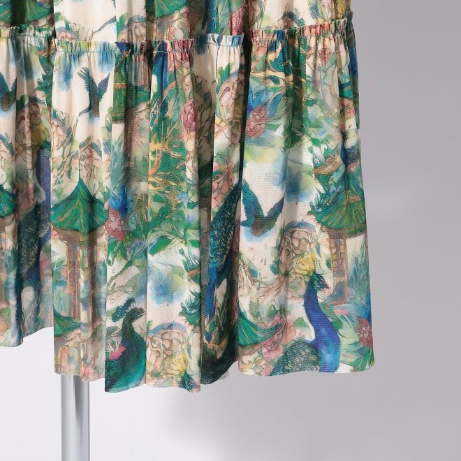 【COMING SOON】PEACOCK COURTYARD CHINOISERIE PRINT ON NETTING　スカート 詳細画像 グリーン系マルチ 5