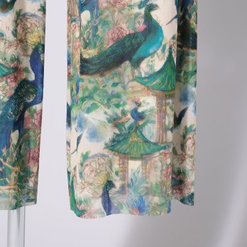 PEACOCK COURTYARD CHINOISERIE PRINT ON NETTING　パンツ 詳細画像