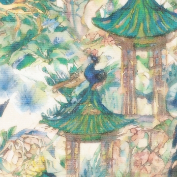 PEACOCK COURTYARD CHINOISERIE PRINT ON NETTING　ドレス 詳細画像