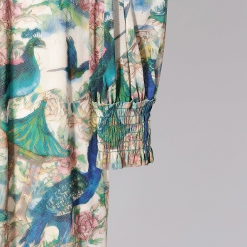 PEACOCK COURTYARD CHINOISERIE PRINT ON NETTING　ドレス 詳細画像