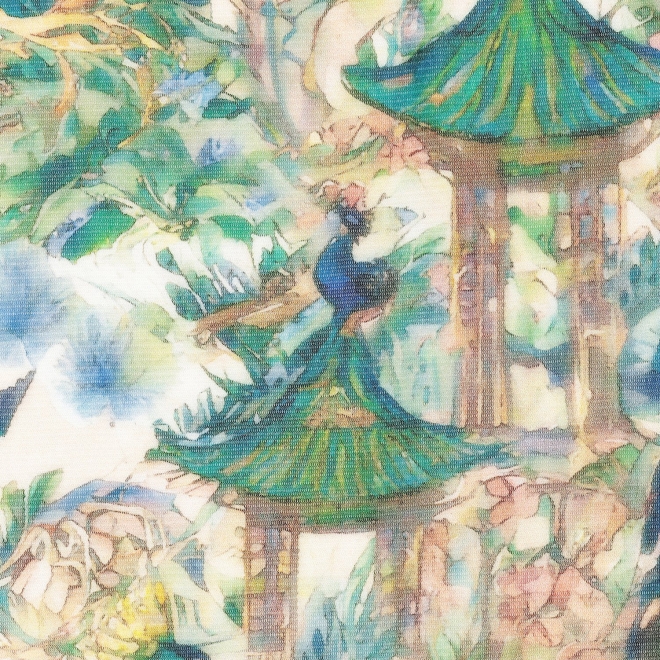 PEACOCK COURTYARD CHINOISERIE PRINT ON NETTING　ドレス 詳細画像 グリーン系マルチ 10