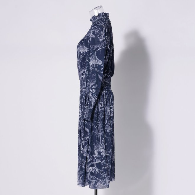 CHINOISERIE PRINTED STRETCH NETTING　ドレス 詳細画像 ネイビー 2