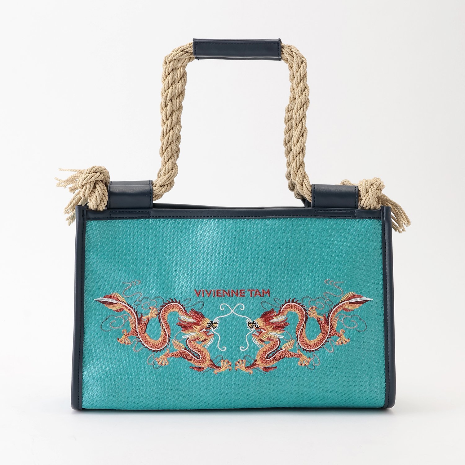 ヴィヴィアンタム 茶系バッグ ブロンズのドラゴン刺繍 - ファッション