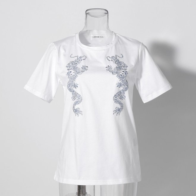 FLOWER DRAGON EMBROIDERY TEE 詳細画像 ホワイト 1