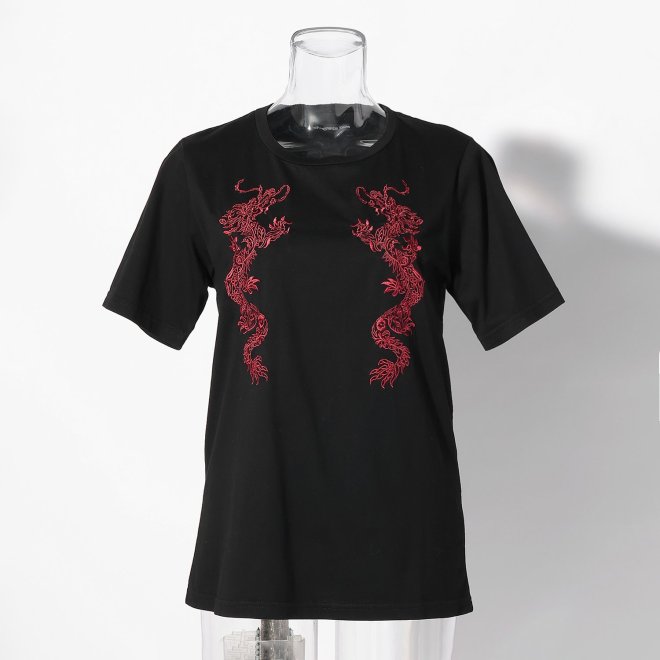 FLOWER DRAGON EMBROIDERY TEE 詳細画像 黒系マルチ 1