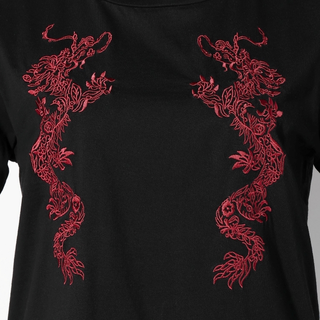 FLOWER DRAGON EMBROIDERY TEE 詳細画像 黒系マルチ 2