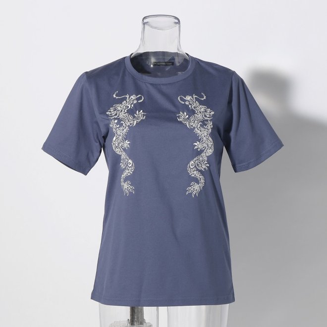 FLOWER DRAGON EMBROIDERY TEE 詳細画像 ネイビー 1