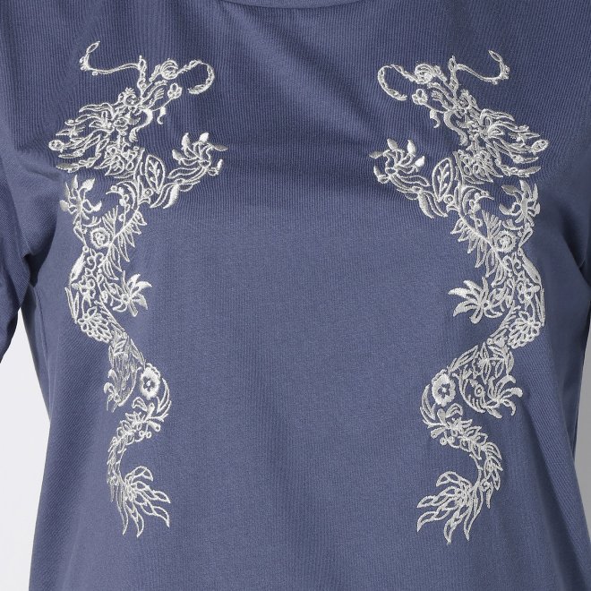 FLOWER DRAGON EMBROIDERY TEE 詳細画像 ネイビー 4