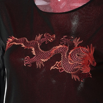 DRAGON EMBROIDERY ON STRETCH NETTING　ブラウス 詳細画像