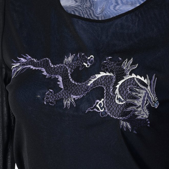 DRAGON EMBROIDERY ON STRETCH NETTING　ブラウス 詳細画像 ブルー系マルチ 4