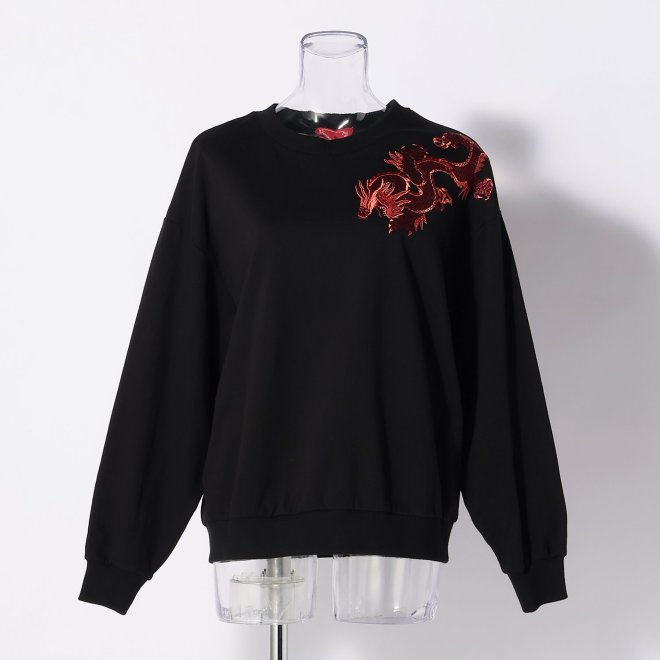 EMBROIDERY DRAGON ON SWEATSHIRT 詳細画像 赤系マルチ 1